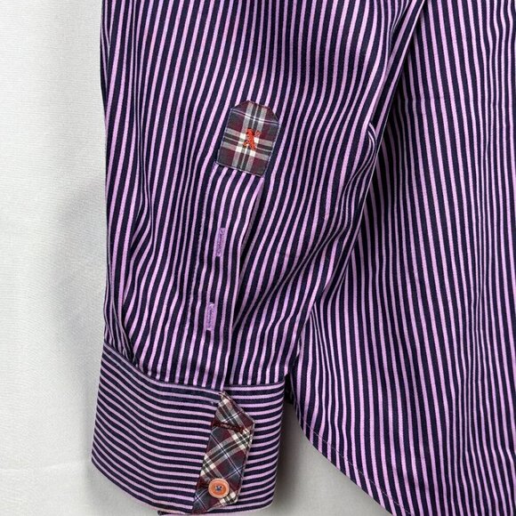 Robert Graham Men's Long Sleeve Button up Shirt 100% Cotton XL Contrasting cuff - Picture 4 of 14